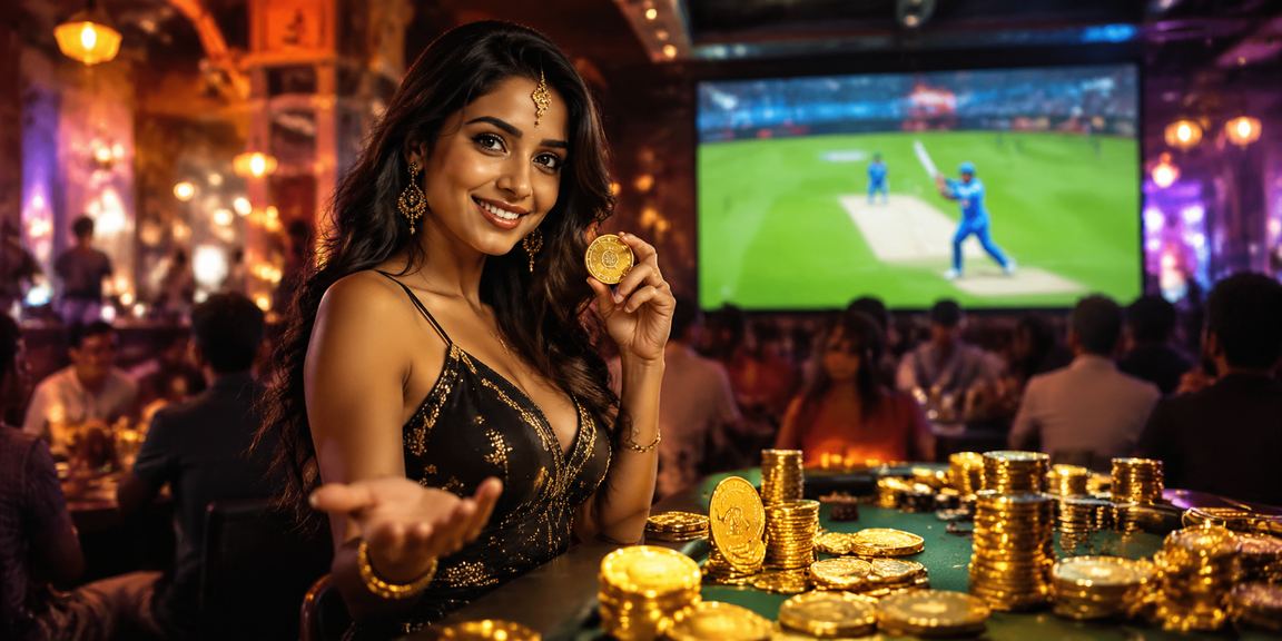 Cricket betting action in an Indian night market scene
